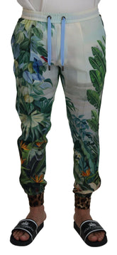 Dolce & Gabbana White Floral Printed Men Jogger Pants -   -  Dolce & Gabbana.